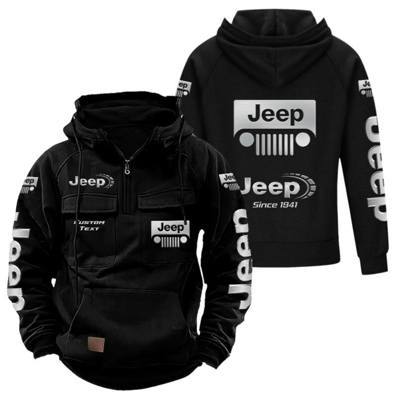 Jeep Vintage Quarter Zip Hoodie Retro Hoodie LQZ1423