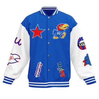 Kansas Jayhawks NCAA Baseball Jacket For Fan CFB1863 1 Kansas Jayhawks NCAA Baseball Jacket For Fan CFB1863 1