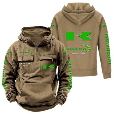 Kawasaki Vintage Quarter Zip Hoodie Retro Hoodie LQZ1337 4