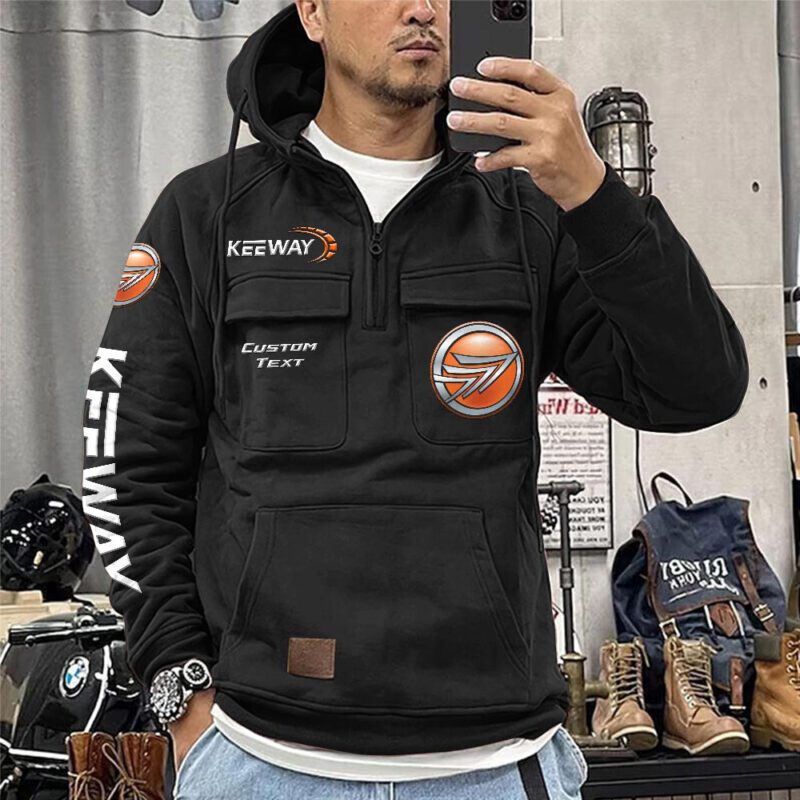 Keeway Vintage Quarter Zip Hoodie Retro Hoodie LQZ1184 1