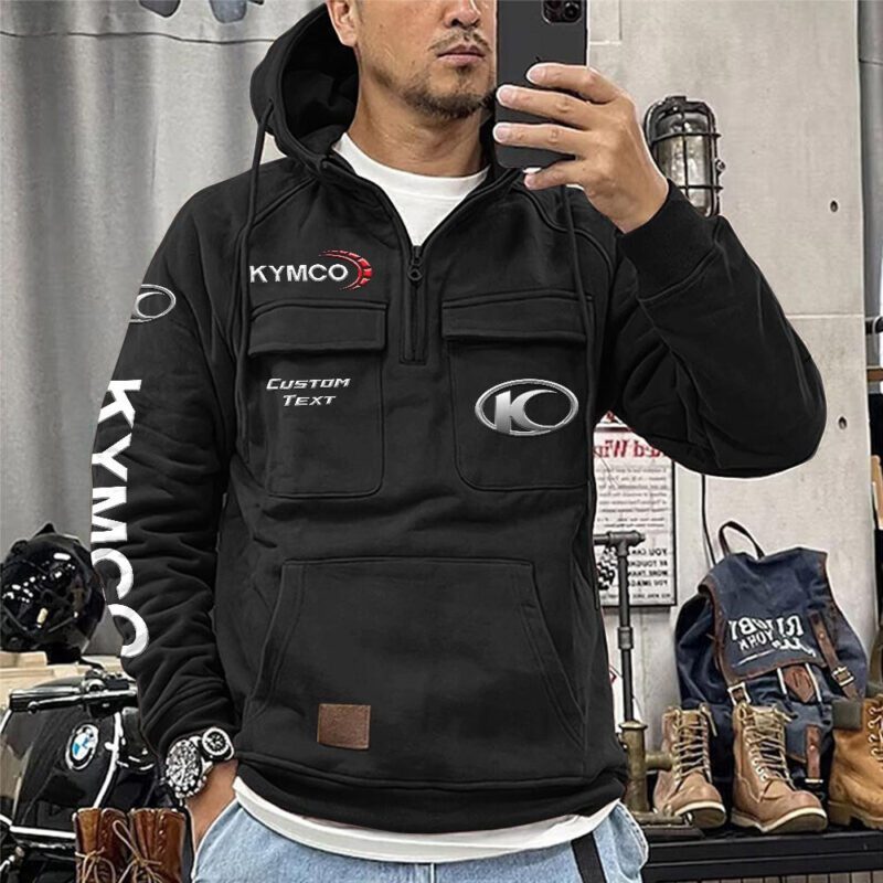 Kymco Vintage Quarter Zip Hoodie Retro Hoodie LQZ1183 1