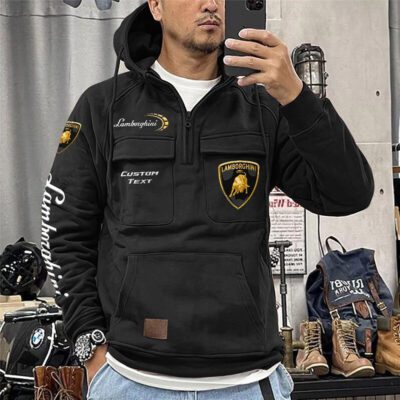 Lamborghini Vintage Quarter Zip Hoodie Retro Hoodie LQZ1347 1