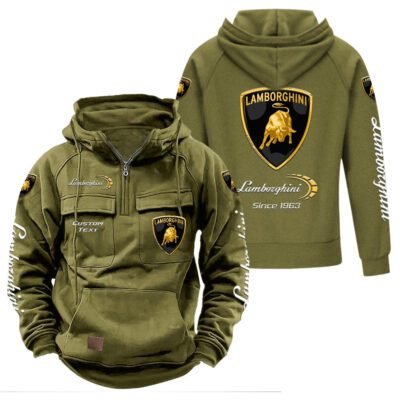 Lamborghini Vintage Quarter Zip Hoodie Retro Hoodie LQZ1347 3