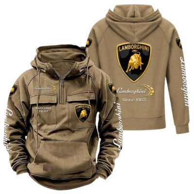 Lamborghini Vintage Quarter Zip Hoodie Retro Hoodie LQZ1347 4