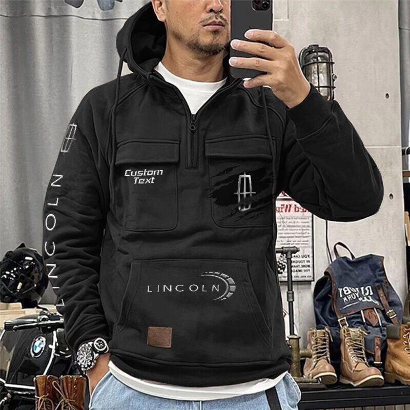 Lincoln Vintage Quarter Zip Hoodie Retro Hoodie LQZ1048 1
