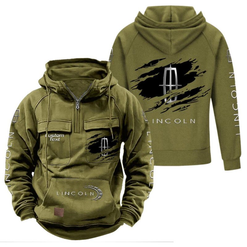Lincoln Vintage Quarter Zip Hoodie Retro Hoodie LQZ1048 3