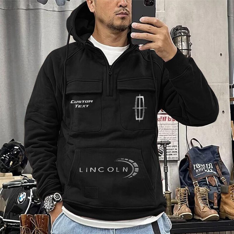 Lincoln Vintage Quarter Zip Hoodie Retro Hoodie LQZ1442