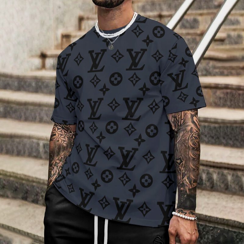 Louis Vuitton Black Logo Grey Premium Unisex T-Shirt Luxury Brand DRT1017