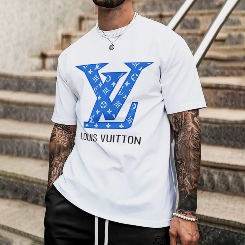 Louis Vuitton Blue Logo White Premium Unisex T-Shirt Luxury Brand DRT1004