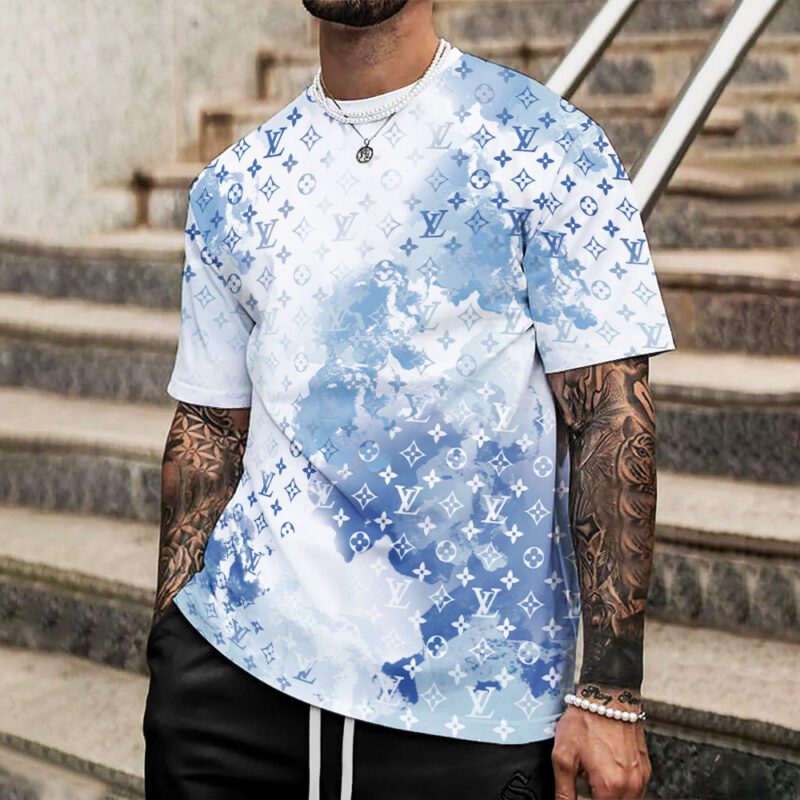 Louis Vuitton Blue White Premium Luxury Brand Unisex T-Shirt DRT1040
