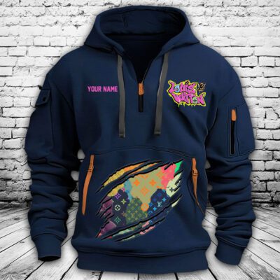Louis Vuitton Graffiti Logo Premium Quarter Zip Hoodie OQZ1007 3
