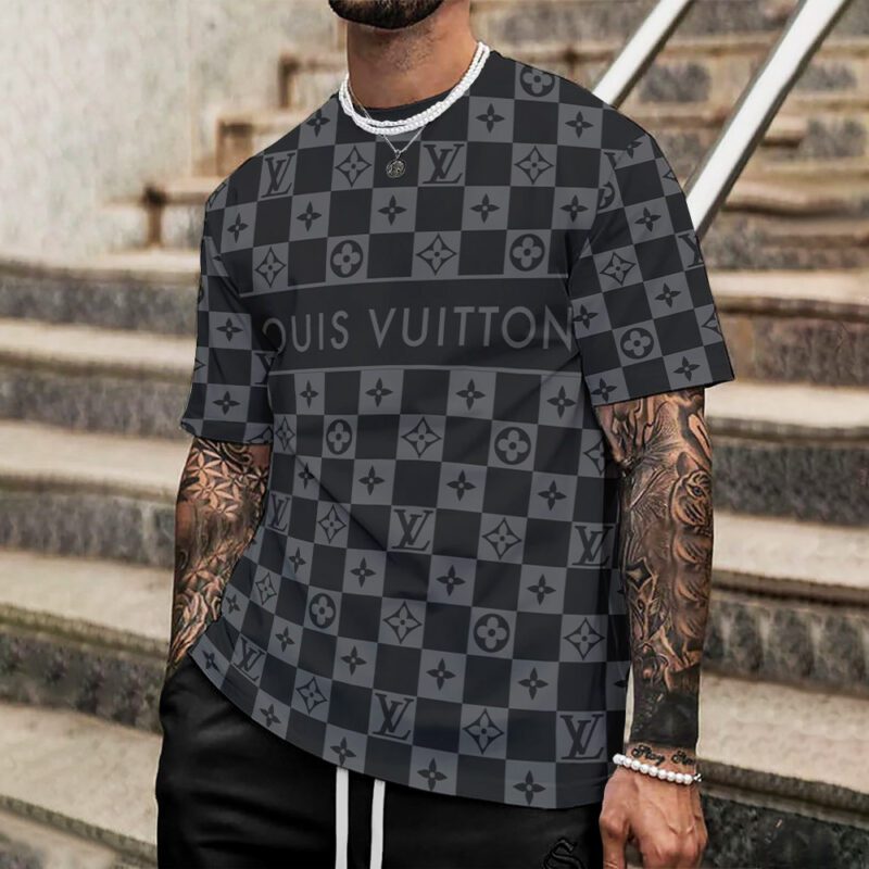 Louis Vuitton Grey Black Premium Unisex T-Shirt Luxury Brand DRT1002