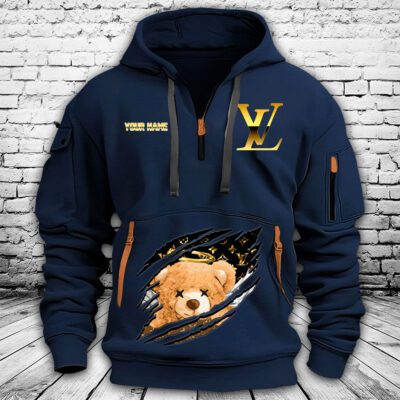 Louis Vuitton Logo Luxury Angel Teddy Bear Premium Quarter Zip Hoodie OQZ1041 3 Louis Vuitton Logo Luxury Angel Teddy Bear Premium Quarter Zip Hoodie OQZ1041 3