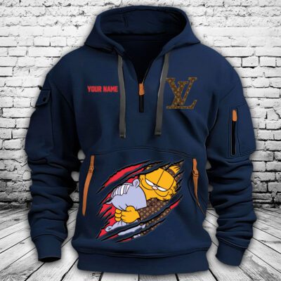 Louis Vuitton Logo Luxury Garfield Premium Quarter Zip Hoodie OQZ1043 3