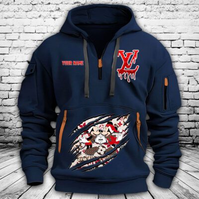 Louis Vuitton Logo Luxury Monogram Canvas Pattern Chrismate Mickey Mouse Premium Quarter Zip Hoodie OQZ1047 3 Louis Vuitton Logo Luxury Monogram Canvas Pattern Chrismate Mickey Mouse Premium Quarter Zip Hoodie OQZ1047 3