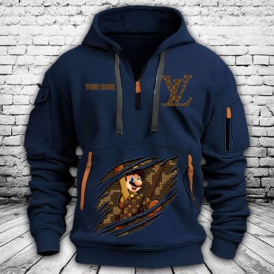 Louis Vuitton Logo Luxury Monogram Canvas Pattern Supper Mario Premium Quarter Zip Hoodie OQZ1044 3 Louis Vuitton Logo Luxury Monogram Canvas Pattern Supper Mario Premium Quarter Zip Hoodie OQZ1044 3