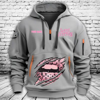 Louis Vuitton Logo Luxury Pink Panther Premium Quarter Zip Hoodie OQZ1011 2 Louis Vuitton Logo Luxury Pink Panther Premium Quarter Zip Hoodie OQZ1011 2