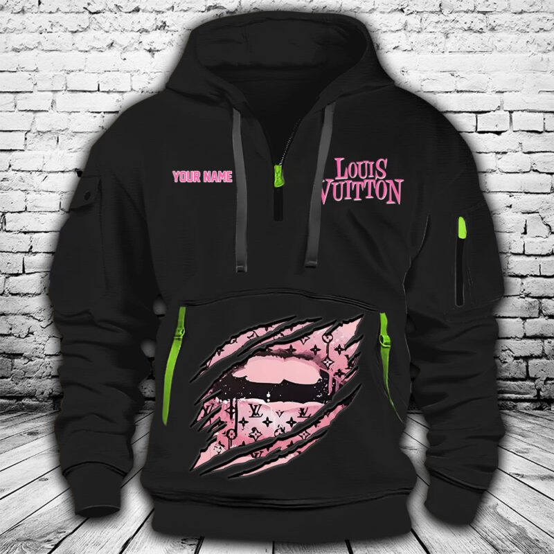 Louis Vuitton Logo Luxury Pink Panther Premium Quarter Zip Hoodie OQZ1011