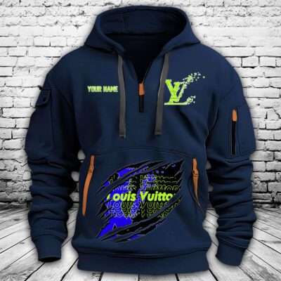Louis Vuitton Logo Luxury Premium Quarter Zip Hoodie OQZ1036 3 Louis Vuitton Logo Luxury Premium Quarter Zip Hoodie OQZ1036 3