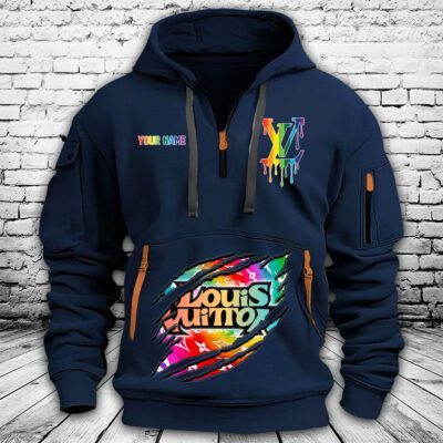 Louis Vuitton Logo Luxury Premium Quarter Zip Hoodie OQZ1045 3 Louis Vuitton Logo Luxury Premium Quarter Zip Hoodie OQZ1045 3