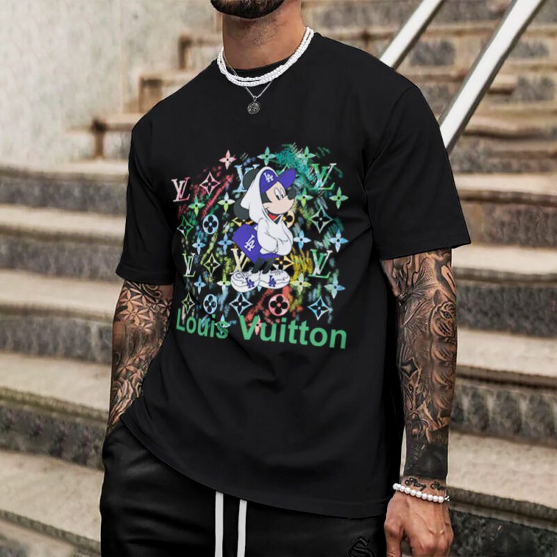 Louis Vuitton Mickey Mouse Black Premium Luxury Brand Unisex T-Shirt DRT1024