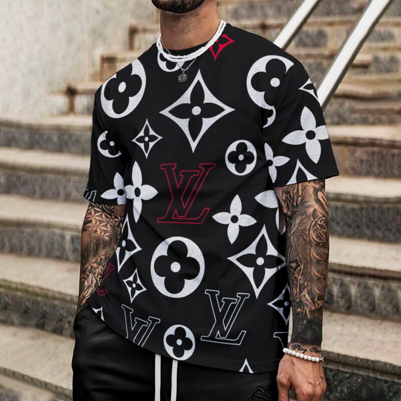 Louis Vuitton Red Logo Black Premium Luxury Brand Unisex T-Shirt DRT1038