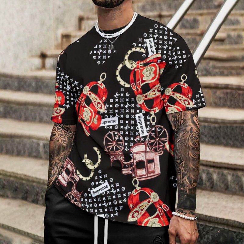Louis Vuitton Supreme Pattern Black Premium Luxury Brand Unisex T-Shirt DRT1039