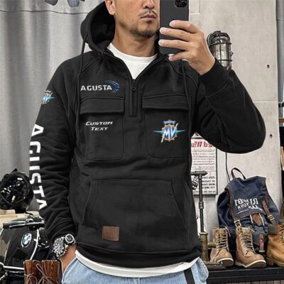 MV Agusta Vintage Quarter Zip Hoodie Retro Hoodie LQZ1313 1