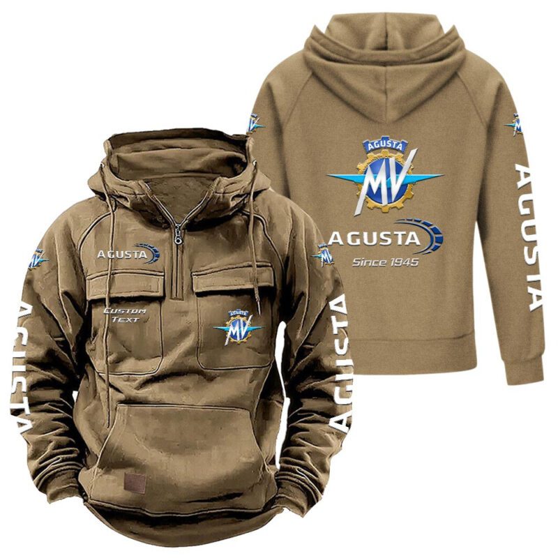 MV Agusta Vintage Quarter Zip Hoodie Retro Hoodie LQZ1313 4