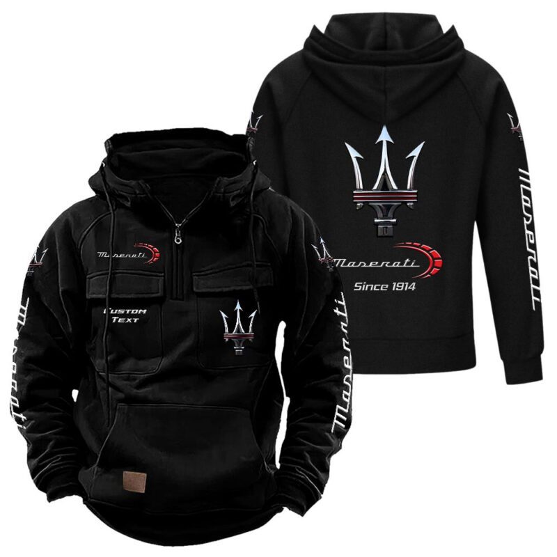 Maserati Vintage Quarter Zip Hoodie Retro Hoodie LQZ1385