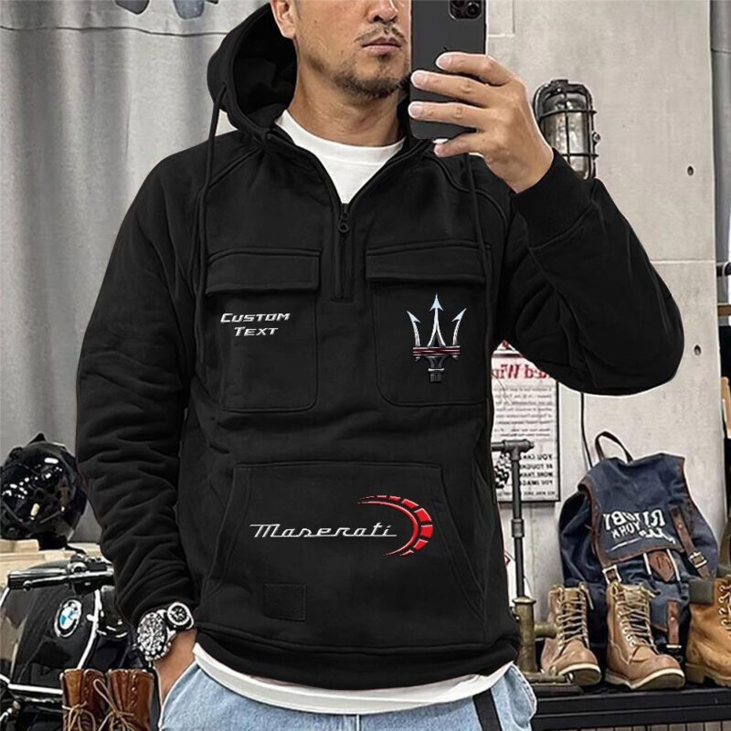 Maserati Vintage Quarter Zip Hoodie Retro Hoodie LQZ1446