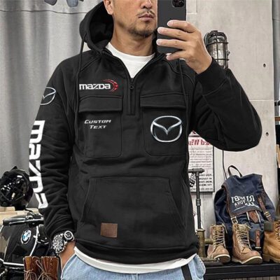 Mazda Vintage Quarter Zip Hoodie Retro Hoodie LQZ1381 1