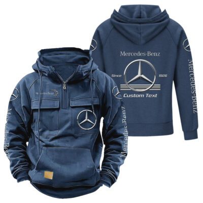 Mercedes-Benz Vintage Quarter Zip Hoodie Retro Hoodie LQZ1122 2 Mercedes Benz Vintage Quarter Zip Hoodie Retro Hoodie LQZ1122 2