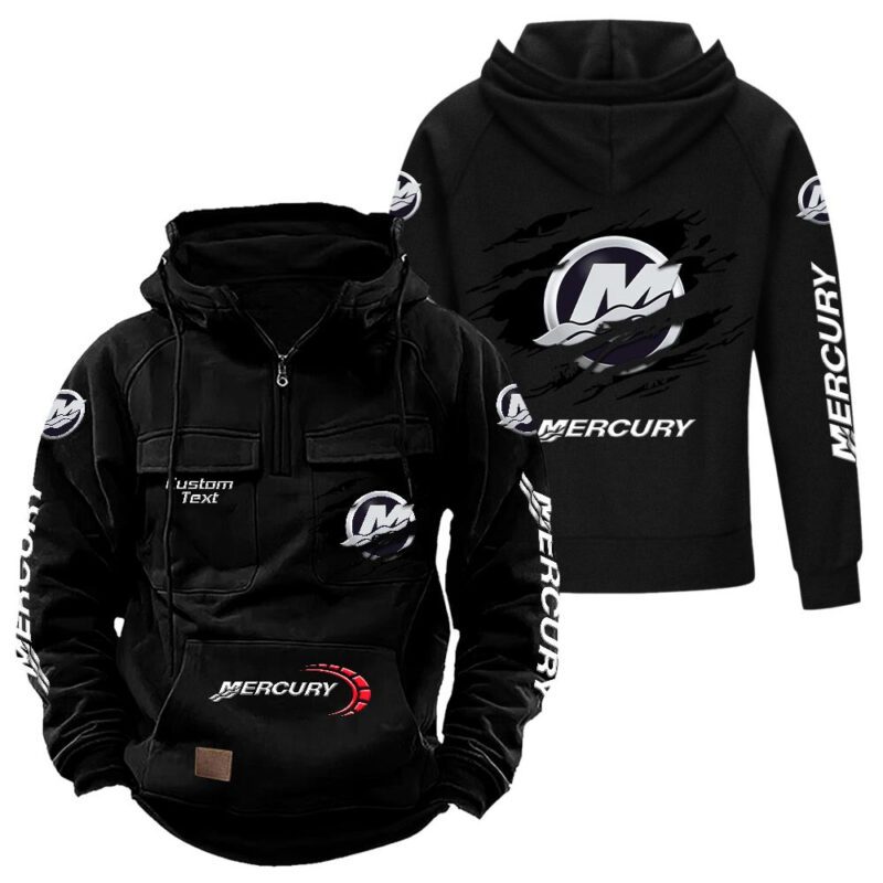 Mercury Marine Vintage Quarter Zip Hoodie Retro Hoodie LQZ1057