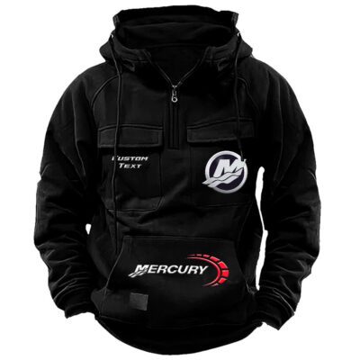 Mercury Marine Vintage Quarter Zip Hoodie Retro Hoodie LQZ1484 1