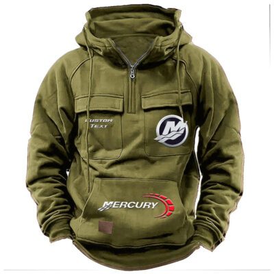 Mercury Marine Vintage Quarter Zip Hoodie Retro Hoodie LQZ1484 3