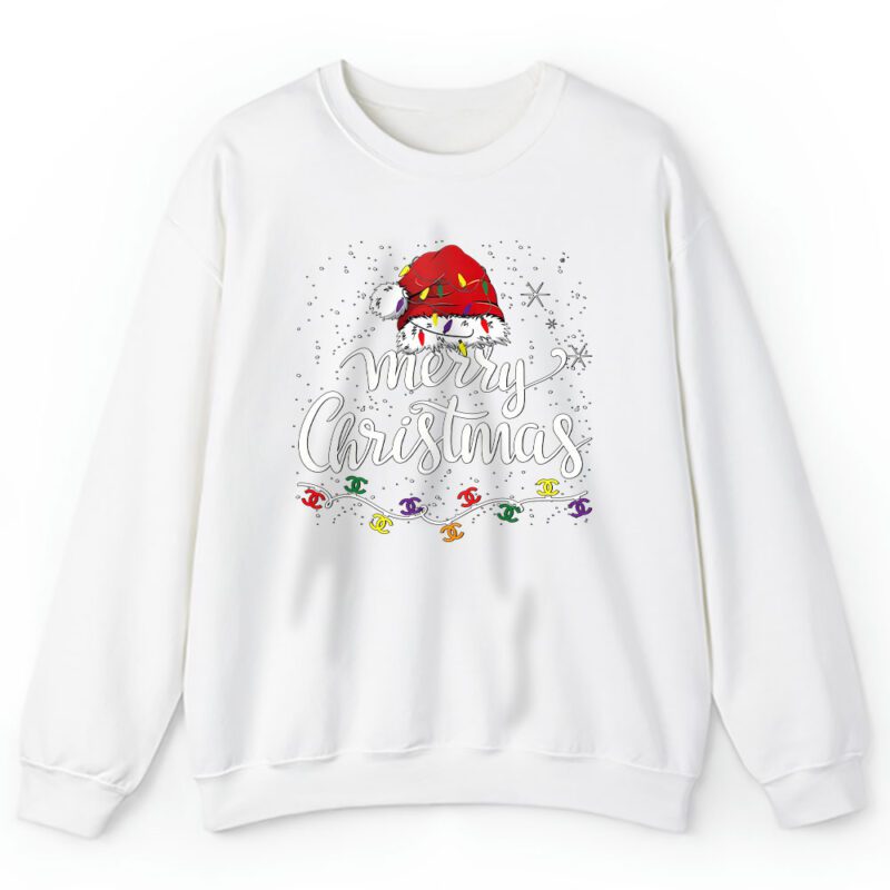 Merry Christmas Lights Red Santa Hat Xmas Chanel Unisex Sweatshirt TAS22114 1