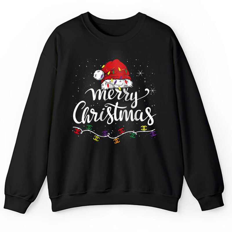 Merry Christmas Lights Red Santa Hat Xmas Chanel Unisex Sweatshirt TAS22114