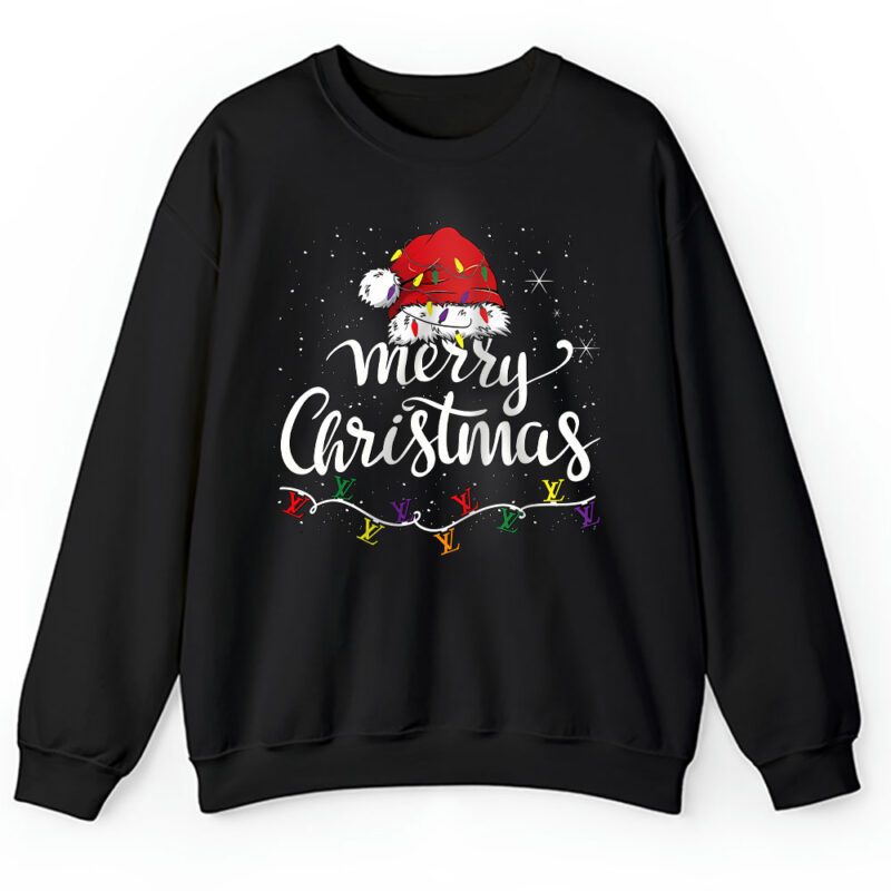 Merry Christmas Lights Red Santa Hat Xmas Louis Vuitton Unisex Sweatshirt TAS22120