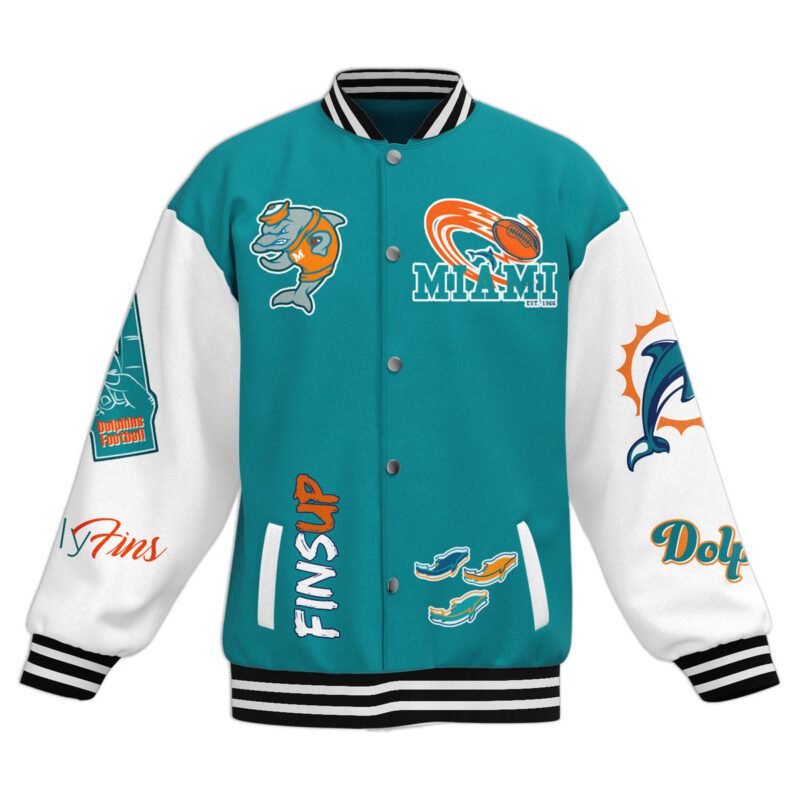 Miami Dolphins NFL Baseball Jacket For Fan CFB1070 1