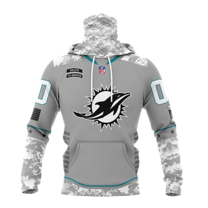 Miami Dolphins NFL Specialized Design Camo 2024 Salute To Service Club Personalized Letters Number Gaiter Hoodie WGH2018