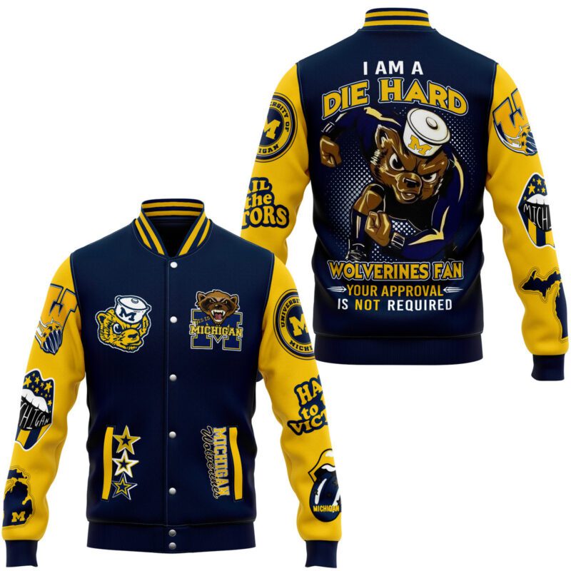 Michigan NFL Baseball Jacket For Fan CFB1751