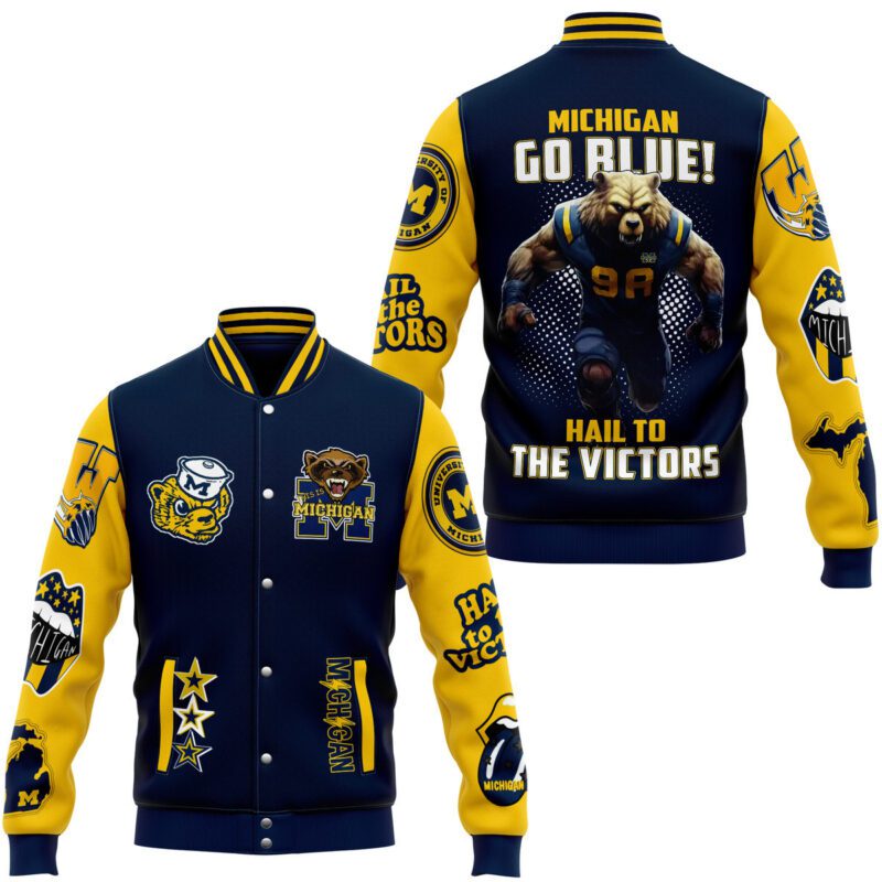 Michigan NFL Baseball Jacket For Fan CFB1752