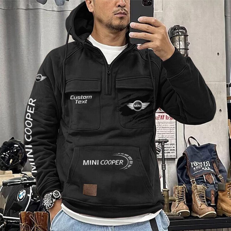 Mini Cooper Vintage Quarter Zip Hoodie Retro Hoodie LQZ1012 1
