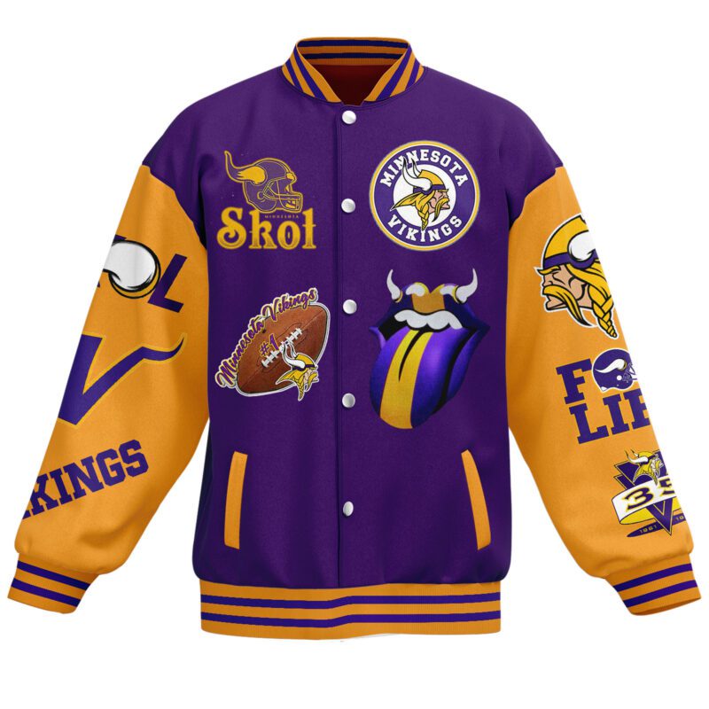 Minnesota Vikings NFL Baseball Jacket For Fan CFB1072 1