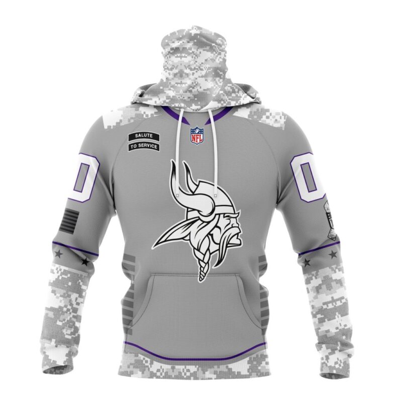 Minnesota Vikings NFL Specialized Design Camo 2024 Salute To Service Club Personalized Letters Number Gaiter Hoodie WGH2019