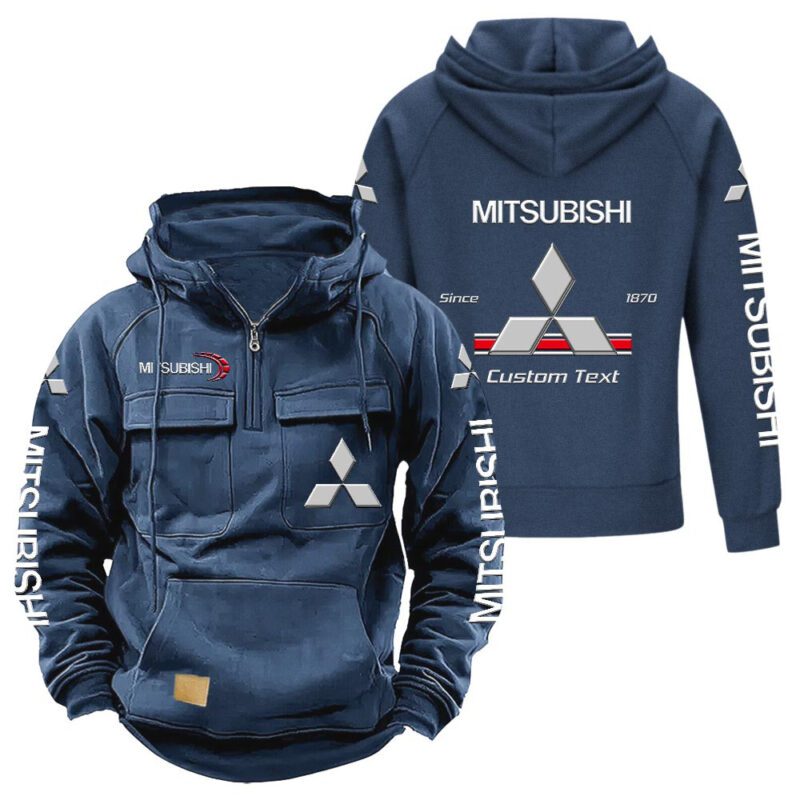 Mitsubishi Vintage Quarter Zip Hoodie Retro Hoodie LQZ1075 2