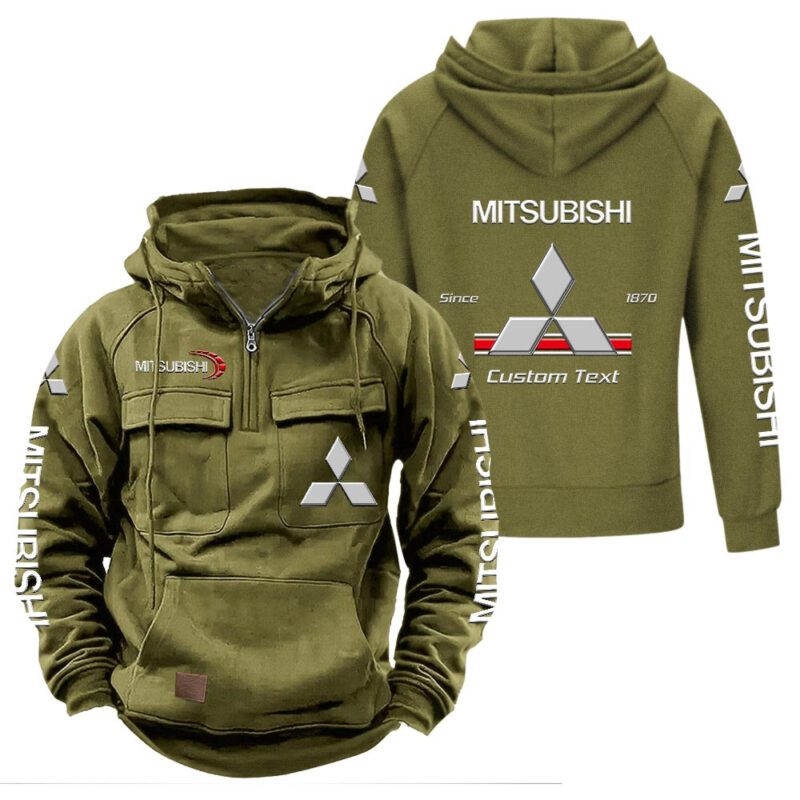 Mitsubishi Vintage Quarter Zip Hoodie Retro Hoodie LQZ1075 3