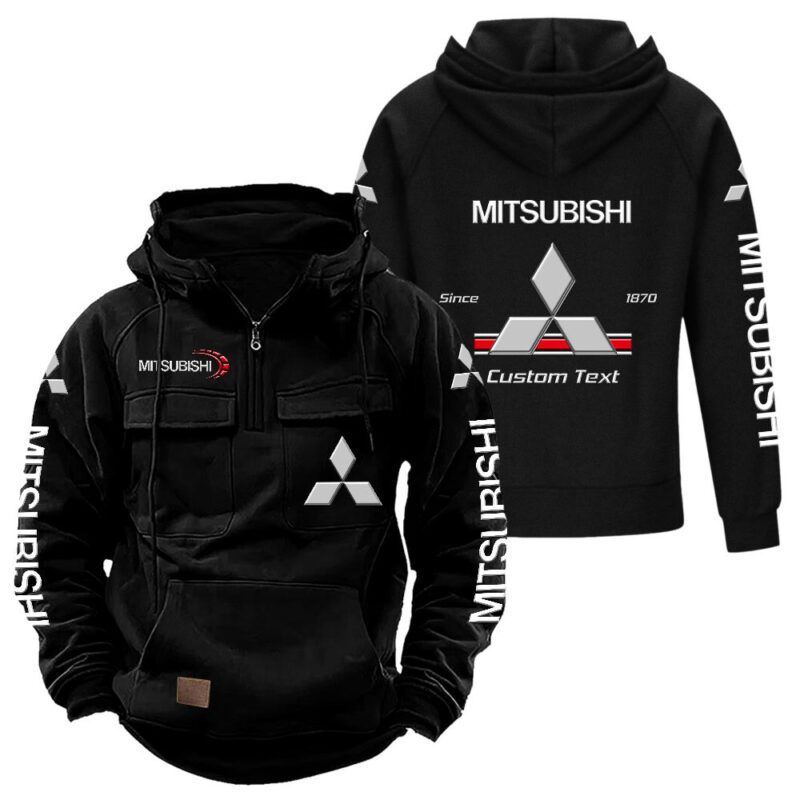 Mitsubishi Vintage Quarter Zip Hoodie Retro Hoodie LQZ1075