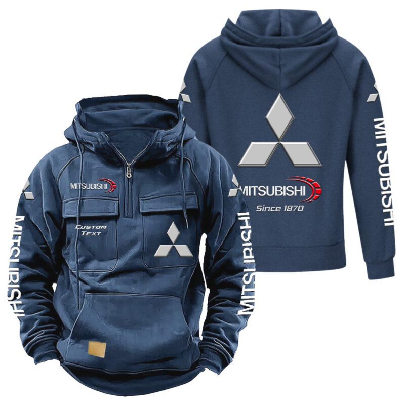 Mitsubishi Vintage Quarter Zip Hoodie Retro Hoodie LQZ1346 2